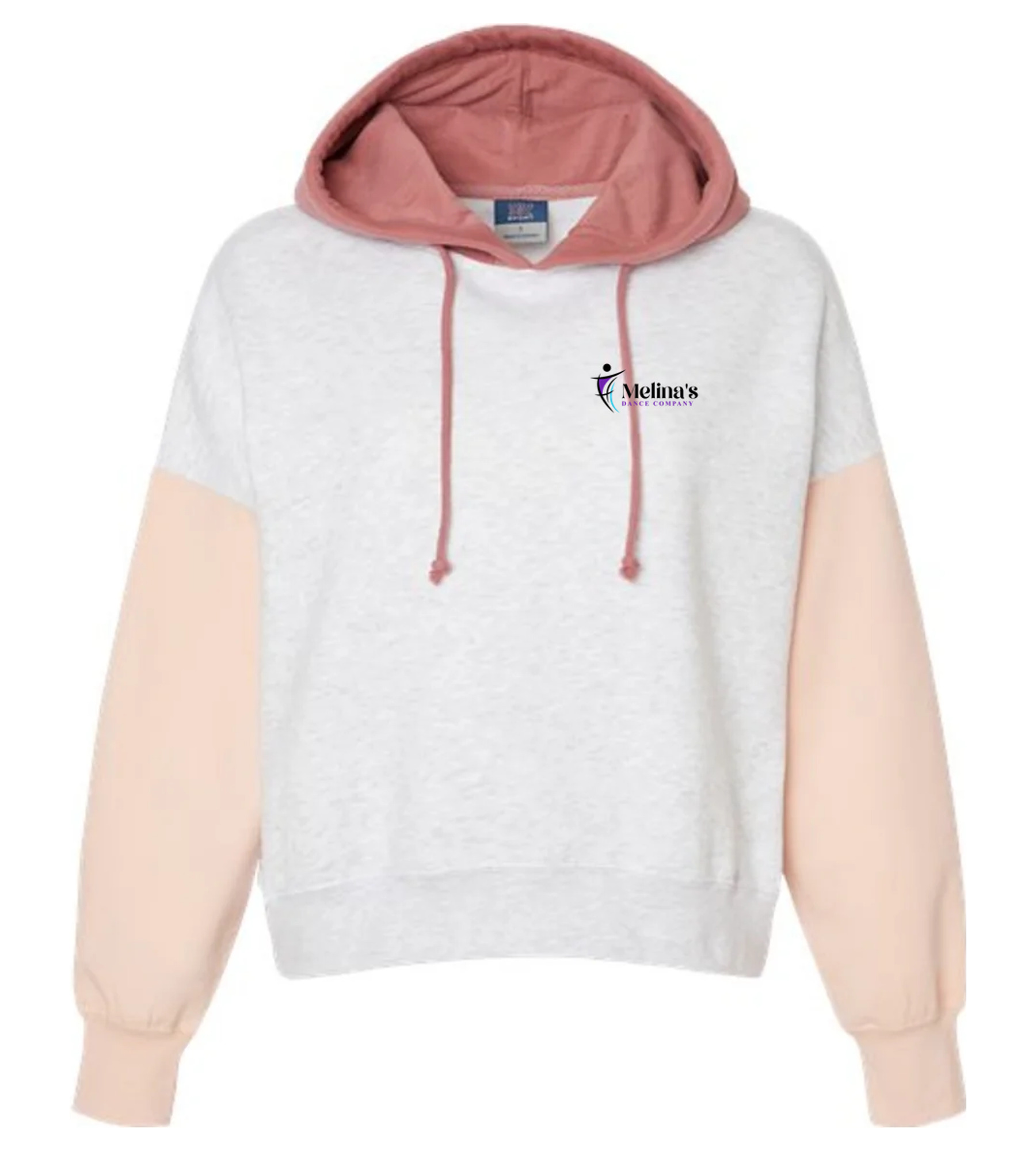 MV Sport Women's Sueded Fleece Colorblocked Crop Hooded Sweatshirt